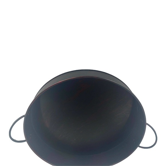 Retro Round Large Storage Basket Serving Tray Galvanized Metal With Handles 16" - Picture 10 of 12